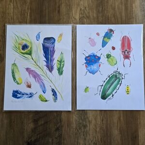 Kristen Dill Set of 2 Watercolor Prints 8.5" x 11" NWT